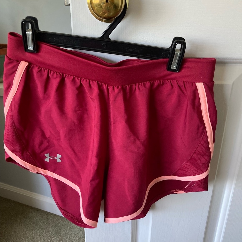 Under Armour Women's Burgundy and Pink Athletic Shorts